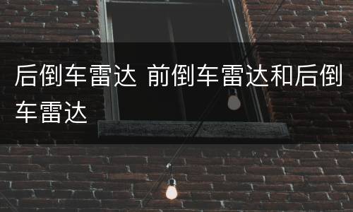 后倒车雷达 前倒车雷达和后倒车雷达