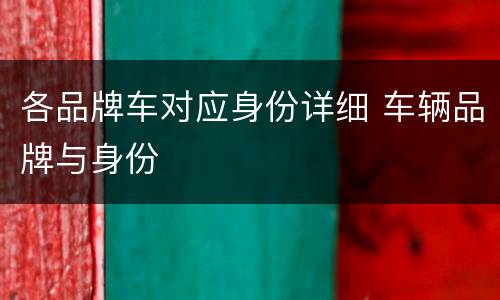 各品牌车对应身份详细 车辆品牌与身份