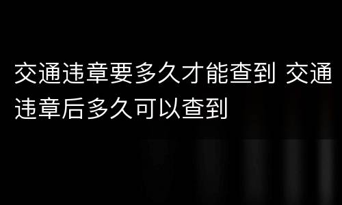 交通违章要多久才能查到 交通违章后多久可以查到