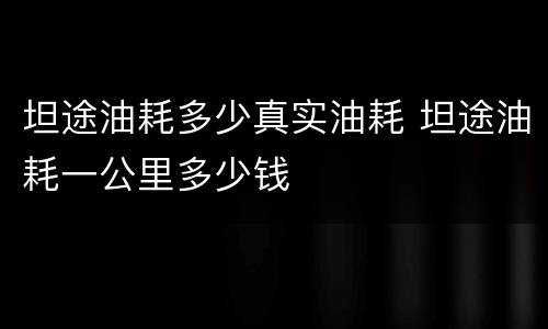坦途油耗多少真实油耗 坦途油耗一公里多少钱