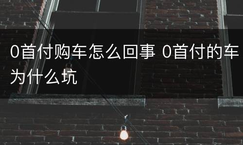 0首付购车怎么回事 0首付的车为什么坑