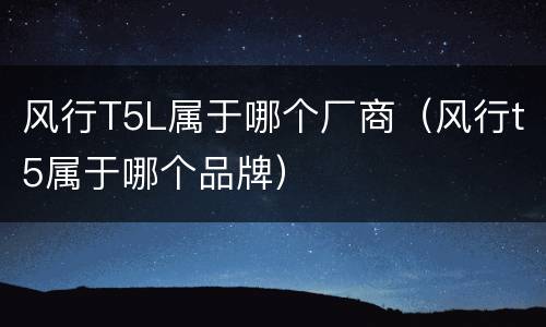 风行T5L属于哪个厂商（风行t5属于哪个品牌）