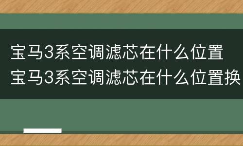宝马3系空调滤芯在什么位置 宝马3系空调滤芯在什么位置换