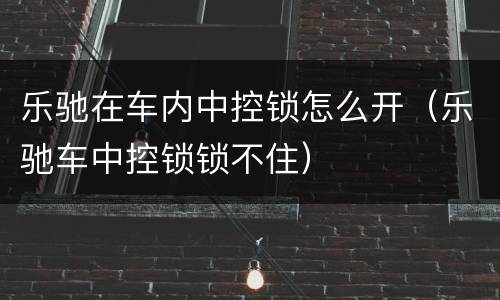 乐驰在车内中控锁怎么开（乐驰车中控锁锁不住）
