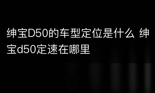 绅宝D50的车型定位是什么 绅宝d50定速在哪里