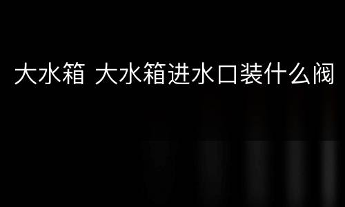 大水箱 大水箱进水口装什么阀
