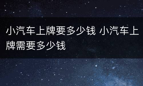 小汽车上牌要多少钱 小汽车上牌需要多少钱
