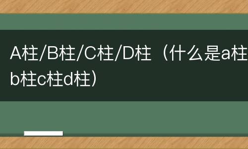 A柱/B柱/C柱/D柱（什么是a柱b柱c柱d柱）