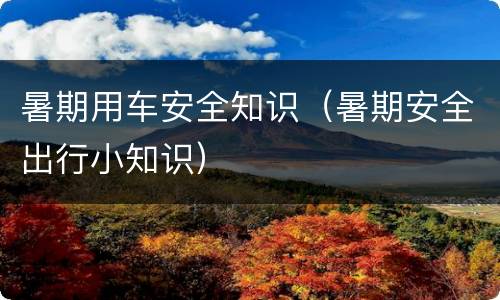 暑期用车安全知识（暑期安全出行小知识）