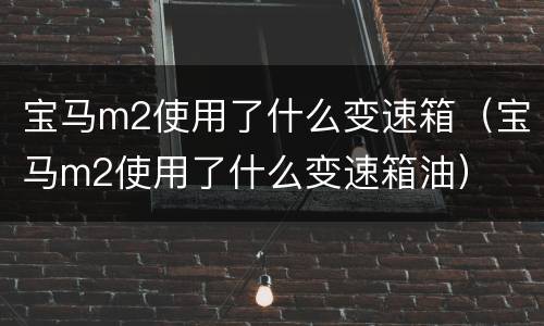 宝马m2使用了什么变速箱（宝马m2使用了什么变速箱油）