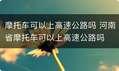 摩托车可以上高速公路吗 河南省摩托车可以上高速公路吗