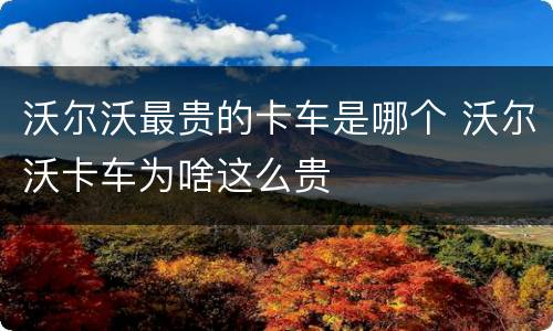 沃尔沃最贵的卡车是哪个 沃尔沃卡车为啥这么贵