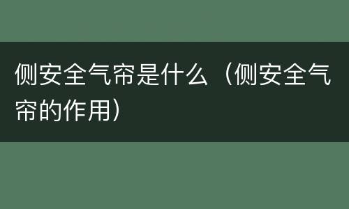 侧安全气帘是什么（侧安全气帘的作用）