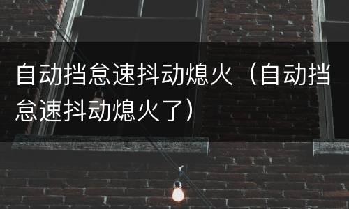 自动挡怠速抖动熄火（自动挡怠速抖动熄火了）