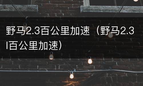 野马2.3百公里加速（野马2.3l百公里加速）