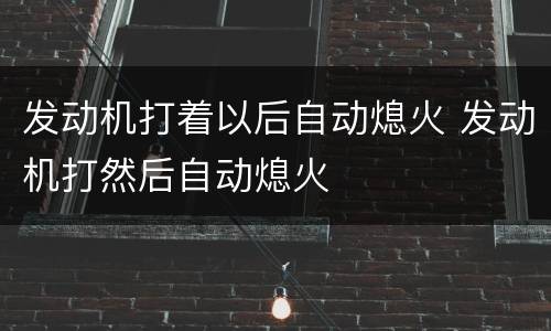 发动机打着以后自动熄火 发动机打然后自动熄火