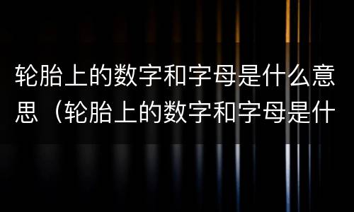 轮胎上的数字和字母是什么意思（轮胎上的数字和字母是什么意思94v）