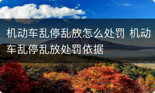 机动车乱停乱放怎么处罚 机动车乱停乱放处罚依据