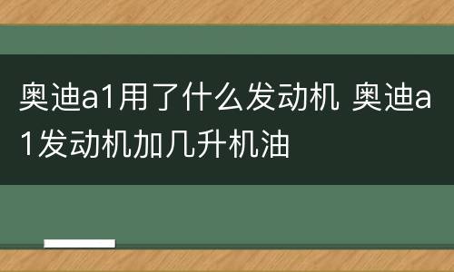 奥迪a1用了什么发动机 奥迪a1发动机加几升机油