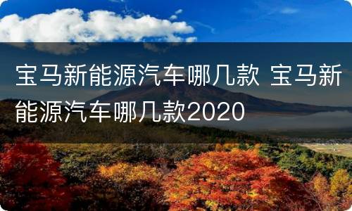 宝马新能源汽车哪几款 宝马新能源汽车哪几款2020
