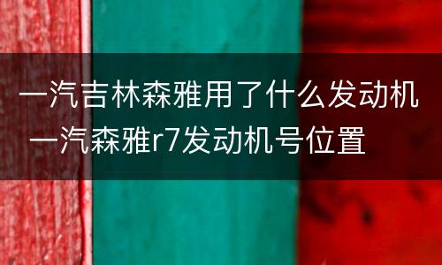 一汽吉林森雅用了什么发动机 一汽森雅r7发动机号位置
