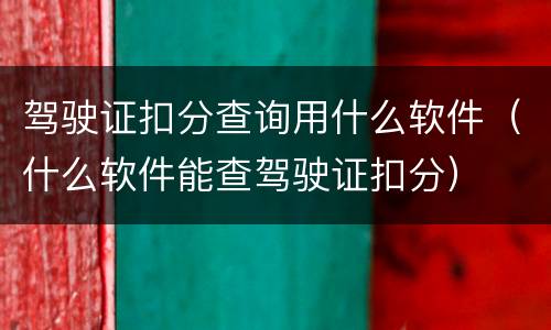 驾驶证扣分查询用什么软件（什么软件能查驾驶证扣分）