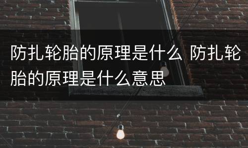 防扎轮胎的原理是什么 防扎轮胎的原理是什么意思
