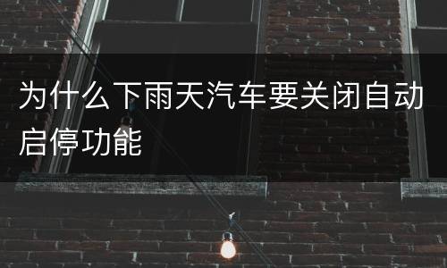 为什么下雨天汽车要关闭自动启停功能