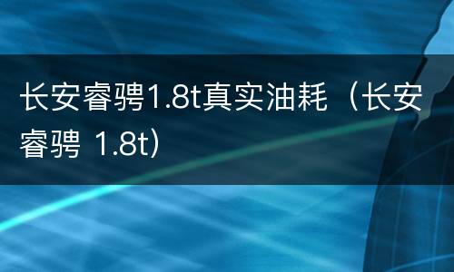 长安睿骋1.8t真实油耗（长安睿骋 1.8t）