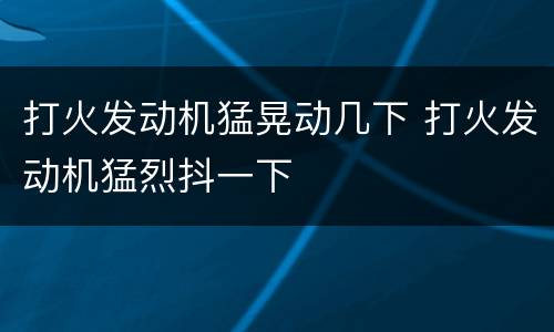 打火发动机猛晃动几下 打火发动机猛烈抖一下