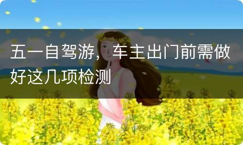 五一自驾游，车主出门前需做好这几项检测