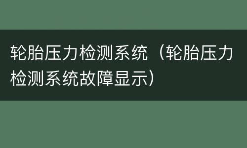 轮胎压力检测系统（轮胎压力检测系统故障显示）