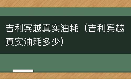 吉利宾越真实油耗（吉利宾越真实油耗多少）
