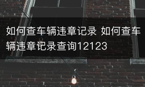 如何查车辆违章记录 如何查车辆违章记录查询12123