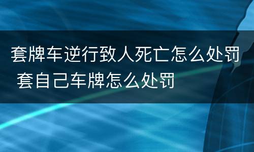 套牌车逆行致人死亡怎么处罚 套自己车牌怎么处罚