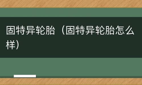 固特异轮胎（固特异轮胎怎么样）