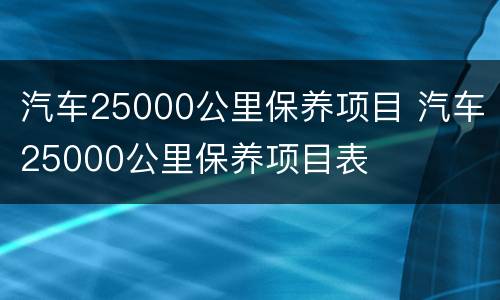 汽车25000公里保养项目 汽车25000公里保养项目表