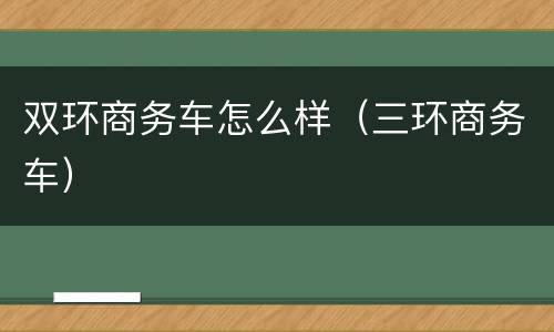 双环商务车怎么样（三环商务车）