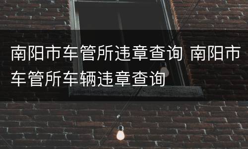 南阳市车管所违章查询 南阳市车管所车辆违章查询