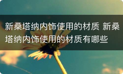 新桑塔纳内饰使用的材质 新桑塔纳内饰使用的材质有哪些