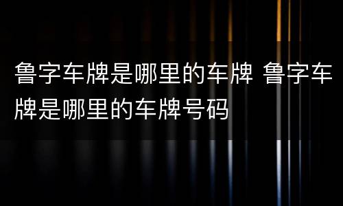 鲁字车牌是哪里的车牌 鲁字车牌是哪里的车牌号码