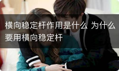 横向稳定杆作用是什么 为什么要用横向稳定杆