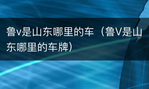 鲁v是山东哪里的车（鲁V是山东哪里的车牌）