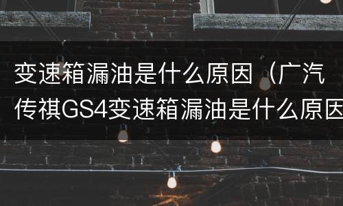 变速箱漏油是什么原因（广汽传祺GS4变速箱漏油是什么原因）