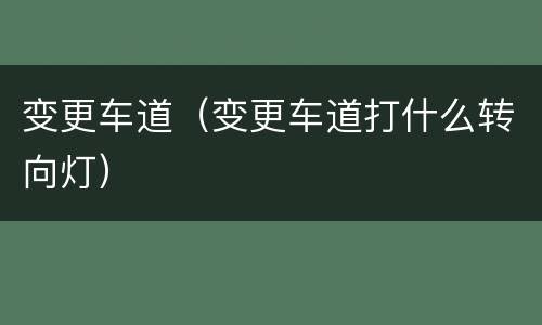 变更车道（变更车道打什么转向灯）