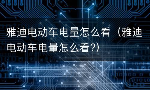 雅迪电动车电量怎么看（雅迪电动车电量怎么看?）