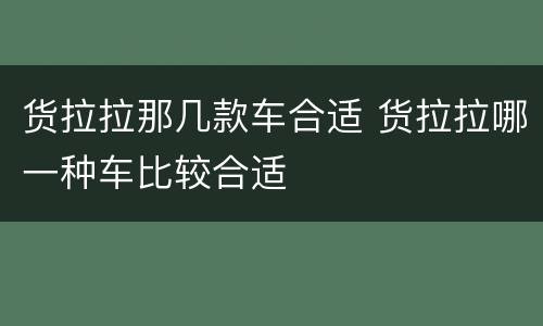 货拉拉那几款车合适 货拉拉哪一种车比较合适