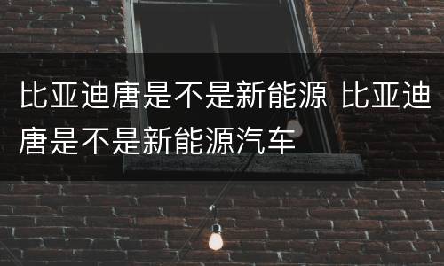 比亚迪唐是不是新能源 比亚迪唐是不是新能源汽车