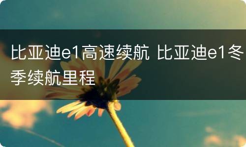 比亚迪e1高速续航 比亚迪e1冬季续航里程