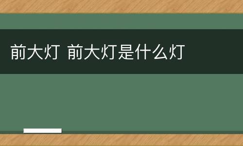 前大灯 前大灯是什么灯